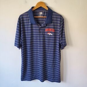 NFL Denver Broncos Performence Team Apparel Golf Striped Polo Shirt Mens XL